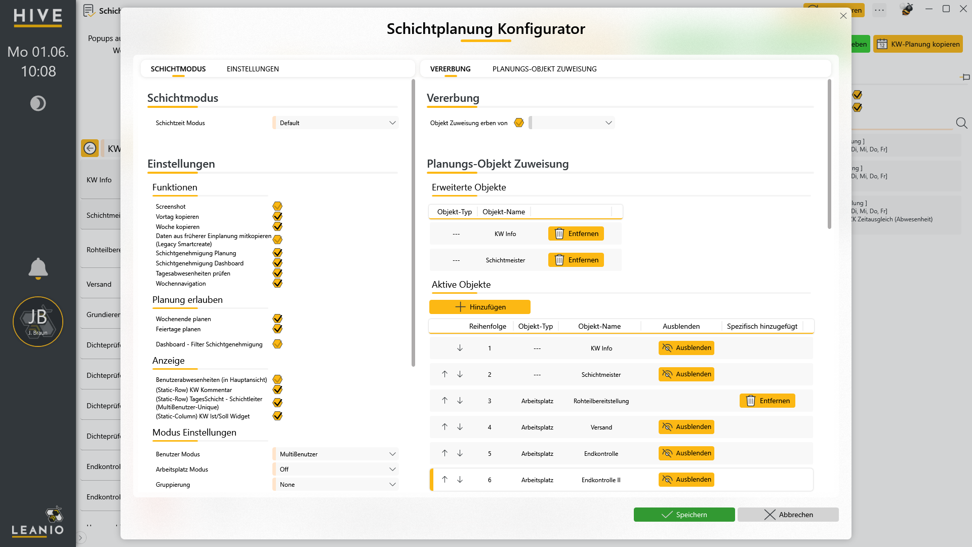 LEANIO Schichtplanung: Schichtplanung Konfiguration
